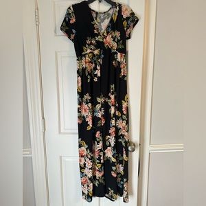 Rags and Couture Black Floral Maxi Dress